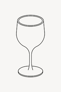 Empty wine glass, flat object illustration