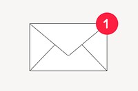 Email notification icon, flat  graphic vector