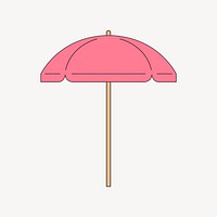 Pink beach umbrella, flat collage element vector