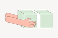 Parcel delivery, hands holding box collage element vector