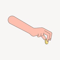 Hand picking up coin, money collage element vector