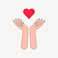 Love hand gesture presenting heart, love sign illustration