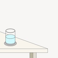Water glass on table, corner graphic