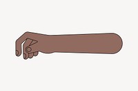 Black hand arm, gesture flat illustration