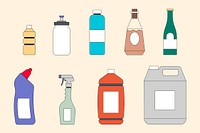 Cleaning supplies illustration set collage element vector