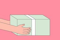 Hands holding box background, parcel delivery illustration