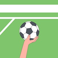 Hand holding football background, sports illustration