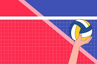 Hand holding volleyball background, sports illustration