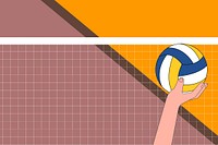 Hand holding volleyball background, sports illustration