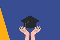 Hands presenting graduate cap background, education illustration