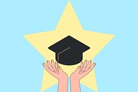 Hands presenting graduate cap background, education illustration education illustration