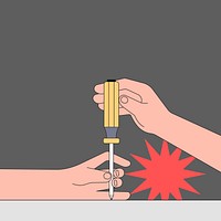Hand using screwdriver background, technician illustration