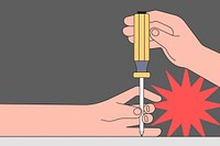 Hand using screwdriver background, technician illustration