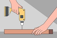 Electric screwdriver background, carpenter illustration