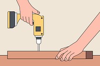 Electric screwdriver background, carpenter illustration