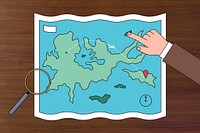 Hand pointing map background