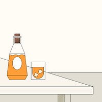 Whiskey bottle background, alcoholic drink illustration