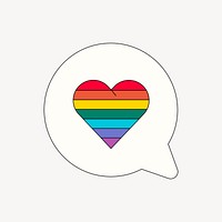 Rainbow heart speech bubble, LGBTQ collage element vector