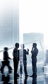 Corporate silhouette aesthetic iPhone wallpaper, business people border