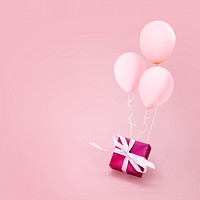 Valentine's gift box background, floating balloons border