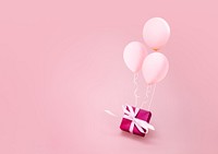 Valentine's gift box background, floating balloons border