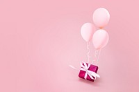 Valentine's gift box background, floating balloons border