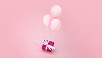 Valentine's gift box background, floating balloons border