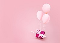 Valentine's gift box background, floating balloons border