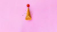 Ice-cream cone pink background