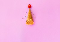 Ice-cream cone pink background