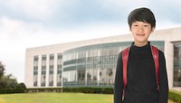 International school student background, smiling boy image