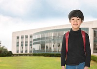 International school student background, smiling boy image