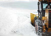 Snow plow border background, winter image