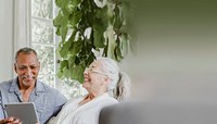 Retired couple smiling background