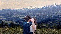 Groom & bride kissing desktop wallpaper, wedding and nature image