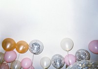 Floating balloons border background, party image