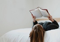 Woman reading book background, hobby image