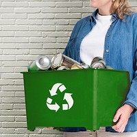 Green recycling bin background, environmental activism image