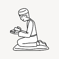 Muslim man praying doodle