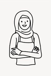 Happy Muslim woman doodle vector