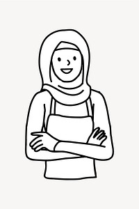 Happy Muslim woman doodle vector