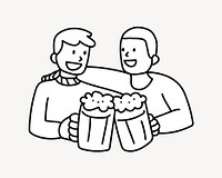 Bros having beers doodle collage element vector