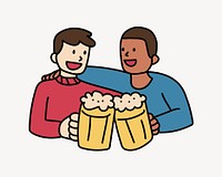 Bros having beers doodle collage element vector