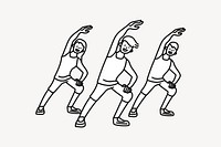 Group aerobics doodle collage element vector