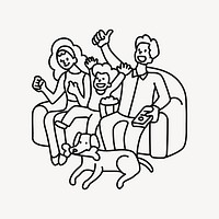 Family cheering sports doodle collage element vector