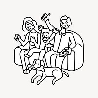 Family cheering sports doodle collage element vector