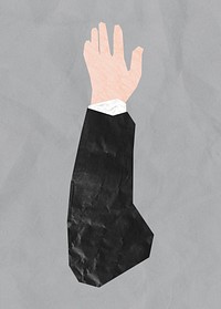 Businessman's raised hand gesture, paper craft element