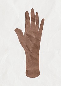 Black raised hand gesture, paper craft element psd