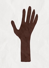 Black raised hand gesture, paper craft element