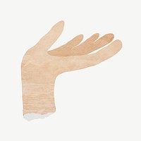 Palm hand gesture, paper craft element psd